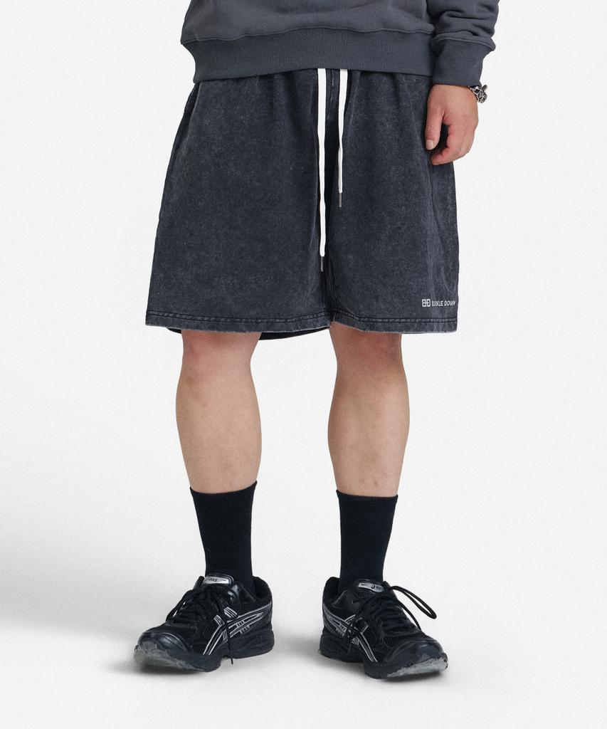 Beokeuldaun Classic Bd_Logo Pigment Washed Shorts (Black) (B Type)