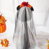 Delicate Rose HairBand Black Headdress Mysterious Rose Hairband with Black Headdress for Halloween Parties Costume