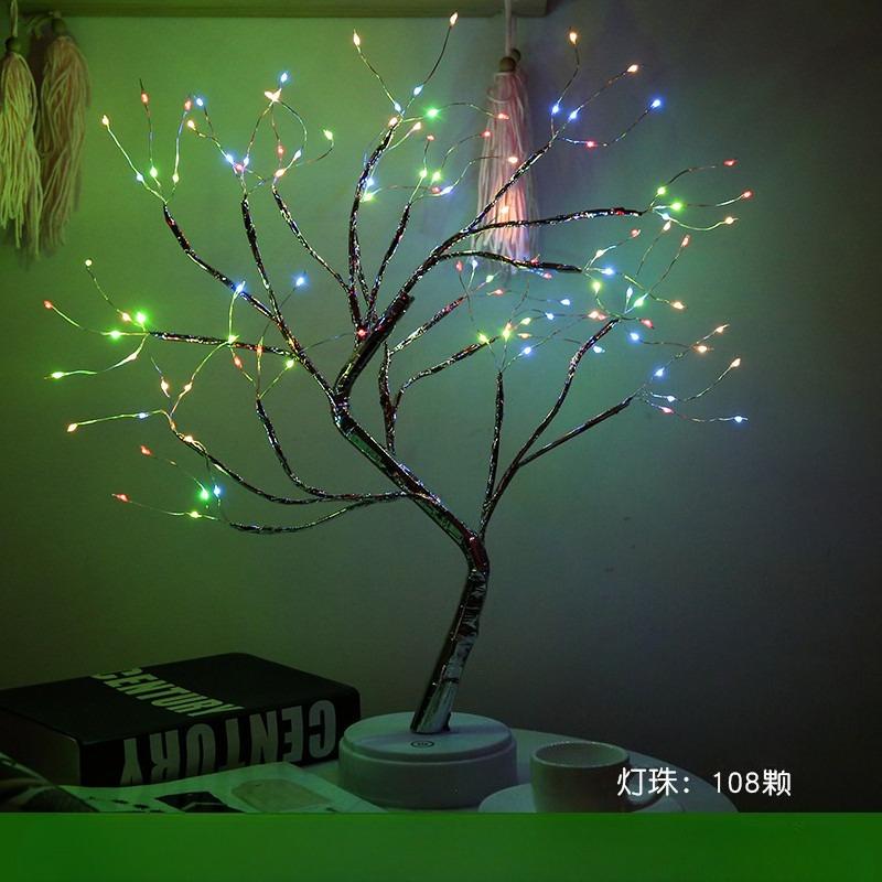 1Pc LED Night Light Mini Christmas Tree Copper Wire Garland Lamp for Kids Home Bedroom Decoration Decor Fairy Light Holiday Lighting
