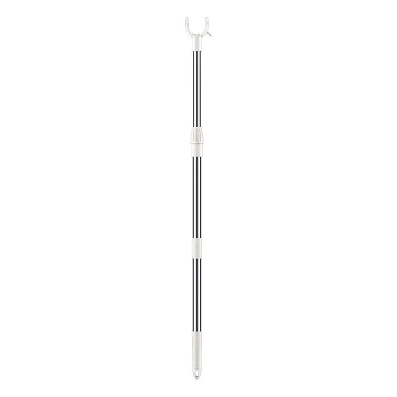 Retractable Portable Clothes Drying Fork for Balcony - Alloy and Plastic Clothesline Prop Plastic White Retractable (75-116CM)