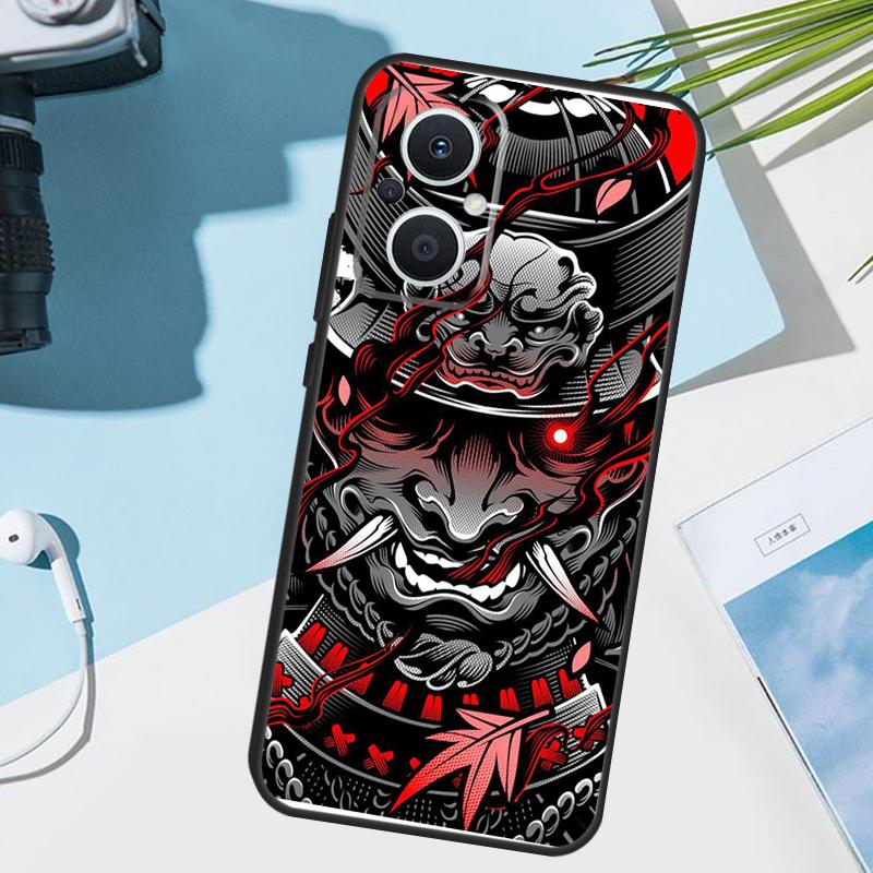 Oni Hannya Demon Mask Case For OPPO Reno 13 13F 12 11 F 8T 7 8 10 Pro OPPO Find X8 X6 Pro X3 X5 Lite Cover Funda