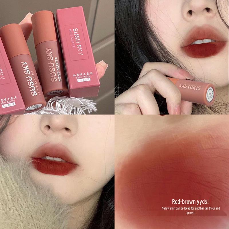 SUSU SKY Velvet Matte Lip Mud: Silky, Non-Drying Lip Gloss for a Smooth, Enhanced Complexion.