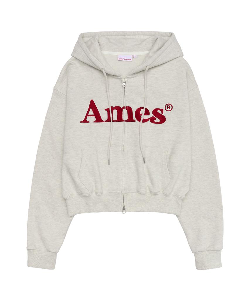 Ames-Worldwide Basic Logo Hoodie Zip Up Oatmeal