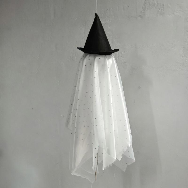 Hanging Spirit Figure Set for Halloween, 3 Fabric Draped Seasonal Accents for Living Room Porch Doorway and Themed Party Display Use