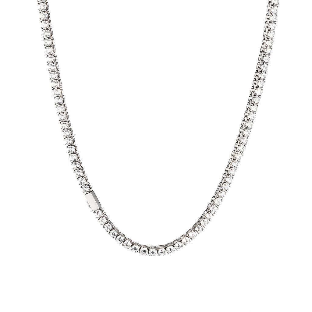 Cross Hot-Selling 316 Stainless Steel Tennis Necklace with Full Zircon, Hip Hop Chain for Trendy Men and Women, Titanium Steel Accessories.