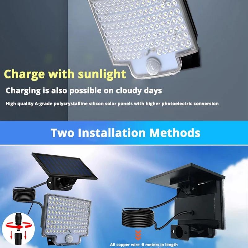 Solar Light Outdoor 106LED Spotlights IP65 Waterproof Motion Sensor Human Induction Solar Flood Security Lights 3 Lighting Modes