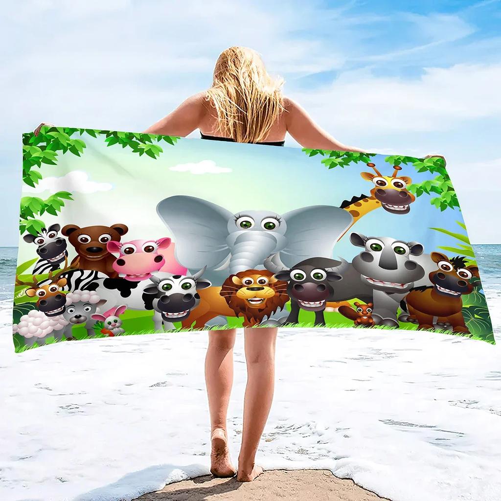 Funny Zoo Microfiber Beach Towels Oversized Super Soft Bath Towels Quick Dry Sand Free Water Absorbent Towel for Kids Boys Girls