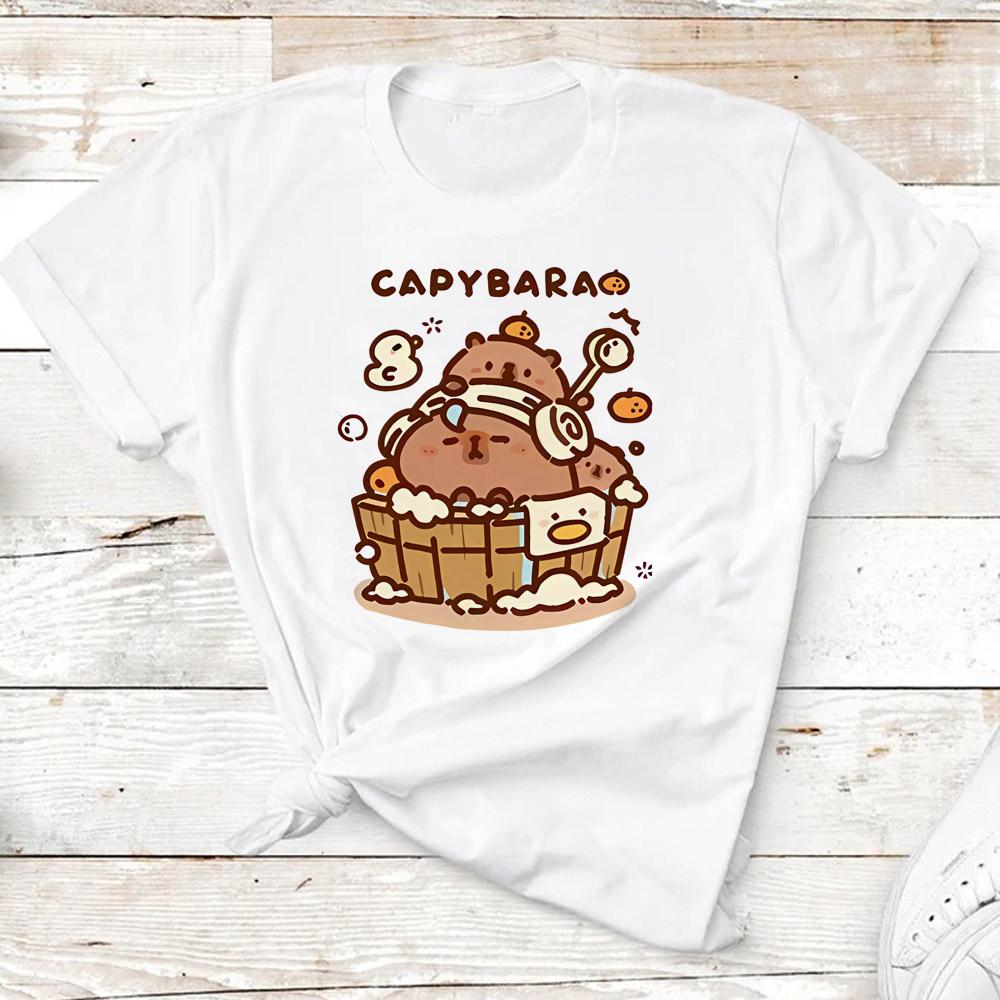 Kids Basic T-shirt Women Men Capybara Tees 3-10Years Children Short Sleeved Clothes Boys Girls Capibara Birthday Gifts