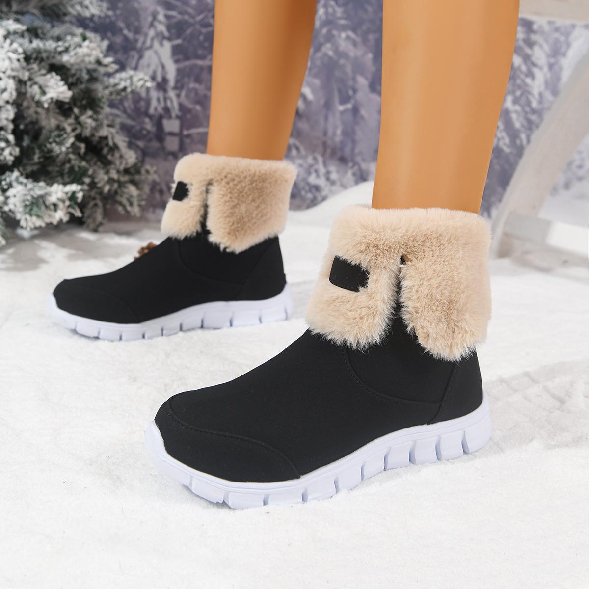 

Non Slip Thick Bottom Fluffy Fur Sneakers Women Winter Comfort Platform Warm Short Plush Snow Boots Woman Furry Hiking Shoe 43