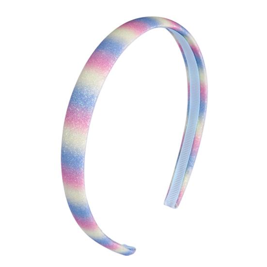 Bandeau pour fille avec peigne à dents lisses et arc anti-glisse Couleur dégradé arc-en-ciel Décoration Cœurs Étoiles Serre-tête