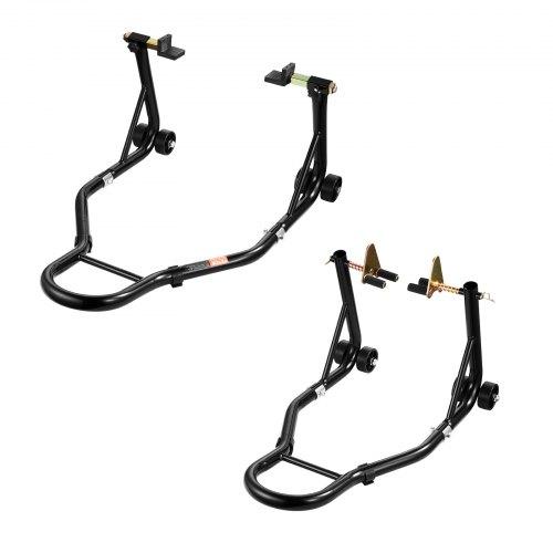 VEVOR Motorcycle Stand Lift, 1100lbs Capacity Front Rear Combo Stand Lift, Front Wheel Dual-Fork Stand, Rear U+L Fork Swingarm Spool Stand