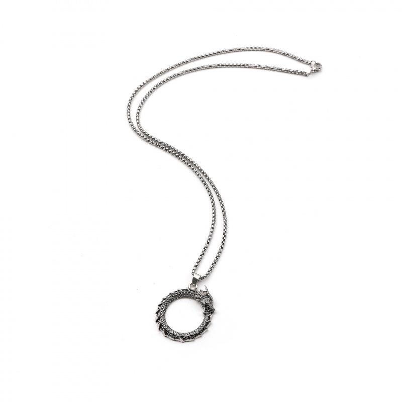 Popular Retro Dragon Pendant Necklace: Viking Norse Style Men's Party Accessory