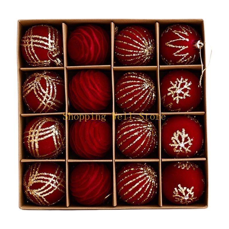 KX4B 16Pcs Christmas Tree Baubles Shatterproof Hanging Ornament for Holiday Tree Window Decorations Seasonal Embellishments