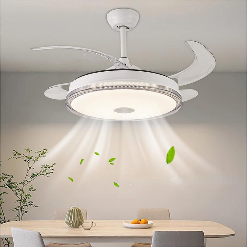 Scalable Invisible Electric Ceiling Fan Light Silent Pendant Light Fan Household RGB Colorful Bluetooth Music Fan Lamp