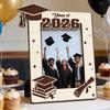 Graduation Photo Frame Class Picture Frame Tabletop of 2026 Wooden Standing Photo Display