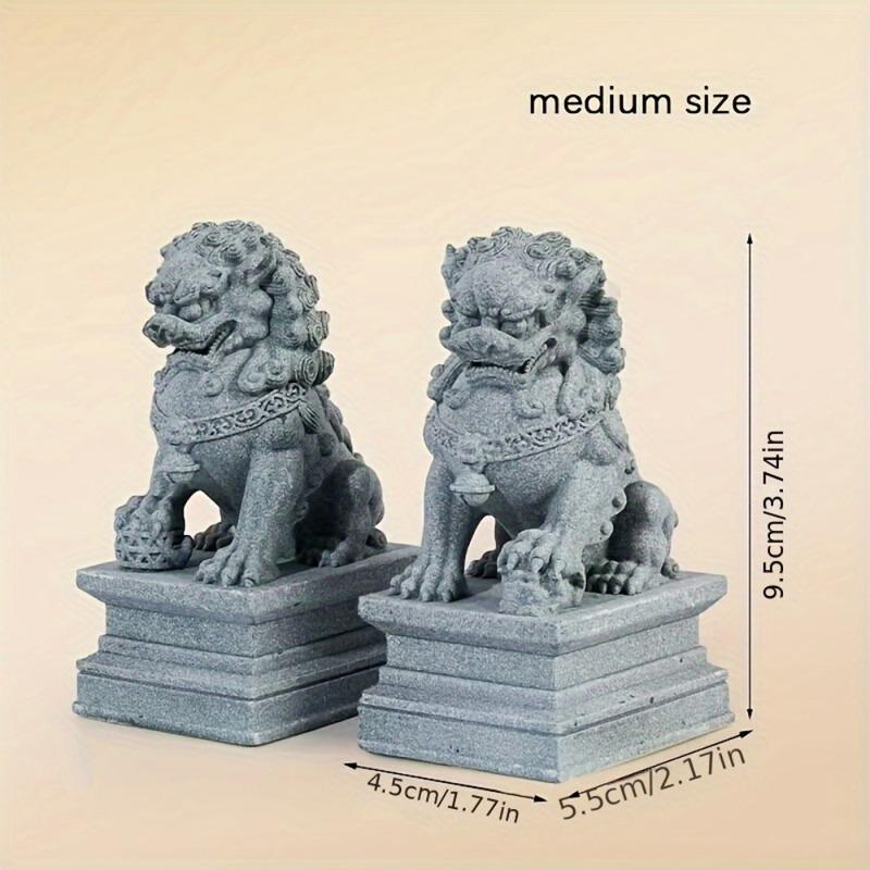 FU Foo Dogs Paar Schutzlöwenstatuen, chinesische Feng Shui-Dekofiguren, Heim-Wohnzimmer-Bar-Café-Dekor, Schreibtisch-Ornament