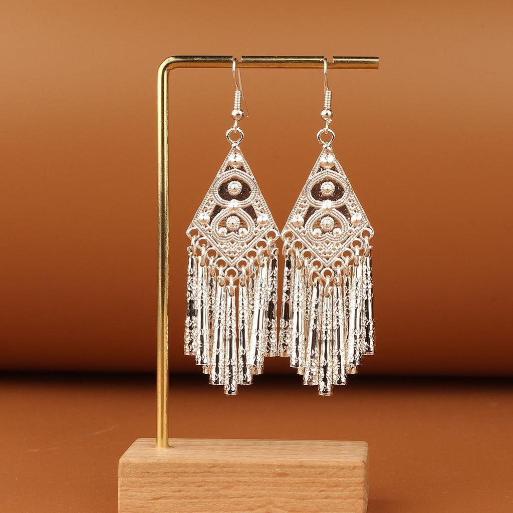 Turquoise Earrings Bohemian Drop Ear Earrings with Tassels, Geometric Alloy, Retro Style, Boastful Ear Accessories