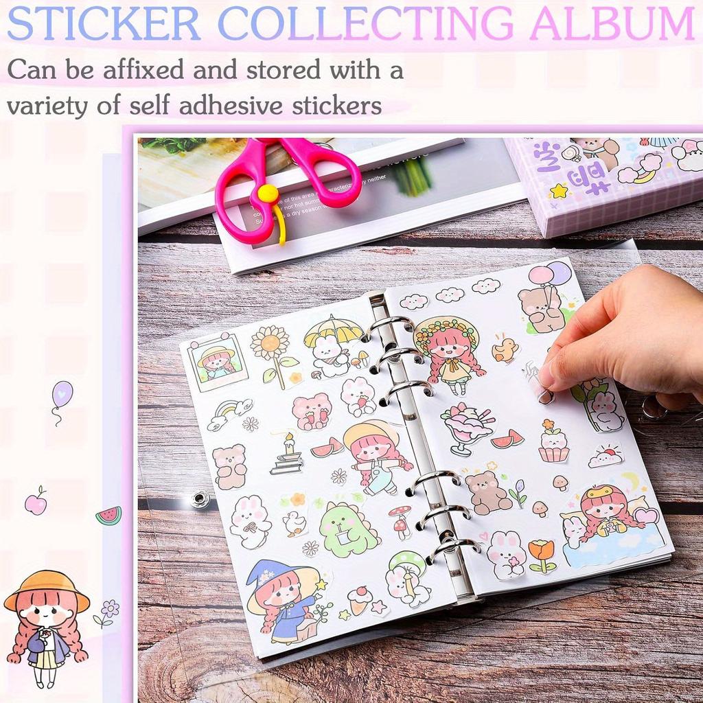 Reusable Sticker Book Collecting Sticker Binder 40Sheets + PVC Transparent Shell Collection Album for Collecting Labels Book Storage(1 Piece, A6/A5)