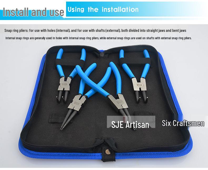 Multifunktions-Sicherungsringzange: Gelbe Sicherungsringzange mit externer/interner Unterstützung, gerade/gebogene Ausführung