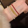 Gold-Plated Crushed Ice Five Emperor Coins Bracelet: Women's Light Luxury, Niche High-End Style for Wealth and Good Fortune.