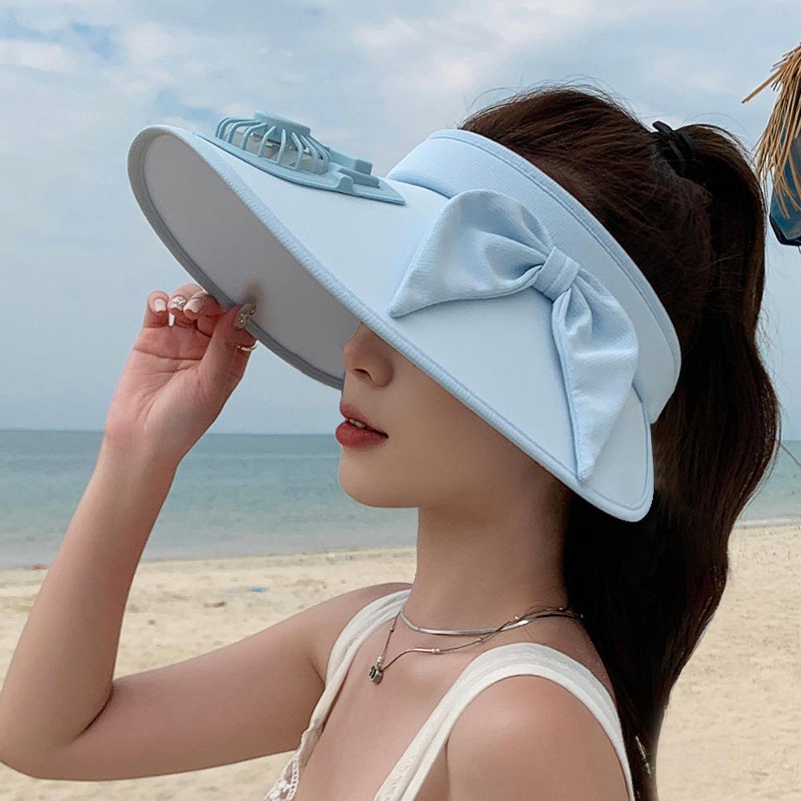 

Cooling Fan Hat Adjustable Sun Visor for Camping Women Hiking Picnic Outdoor чорний