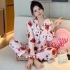 Autumn Ice Silk Pajamas Women'S Suit Light Luxury High-End Long-Sleeved Trousers Loungewear Can Be Worn Outside