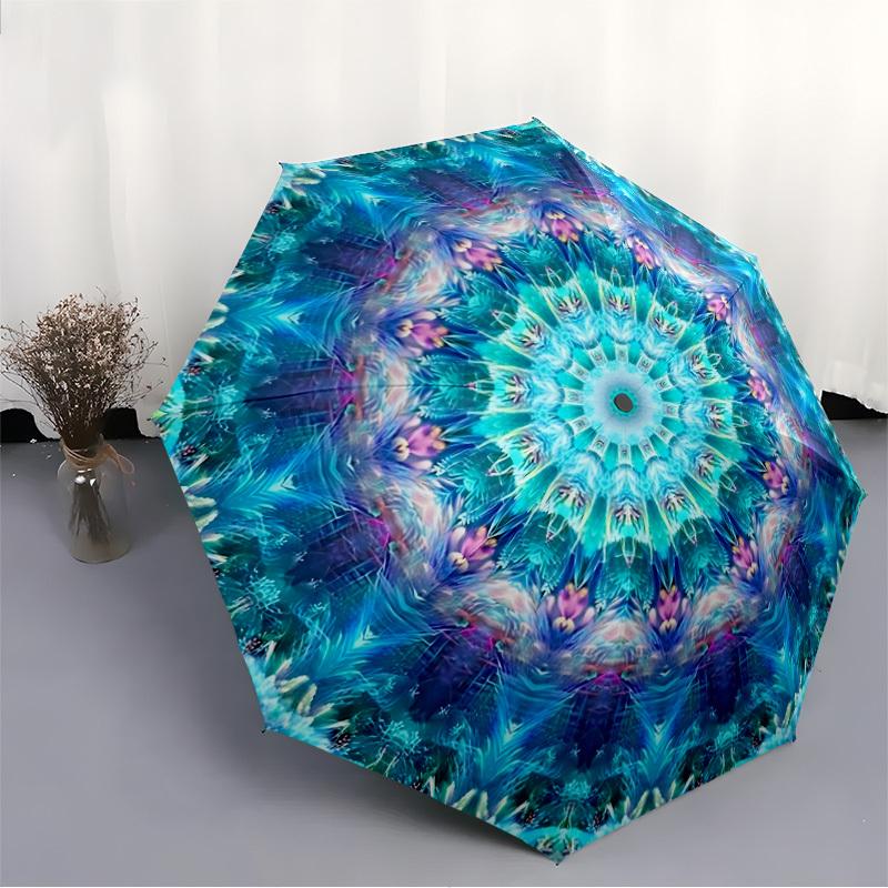 1pc Kaleidoscope Pattern Automatic Umbrella - Automatic Opening And Closing, Sturdy Iron Frame, Portable Folding Design yy251018114