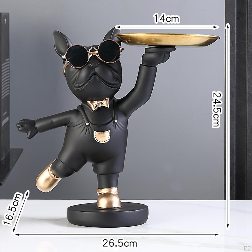 Desk Polyresin Dog Statue Tray Organizer for Living Room Home Decor Snack Holder Decorative Multi