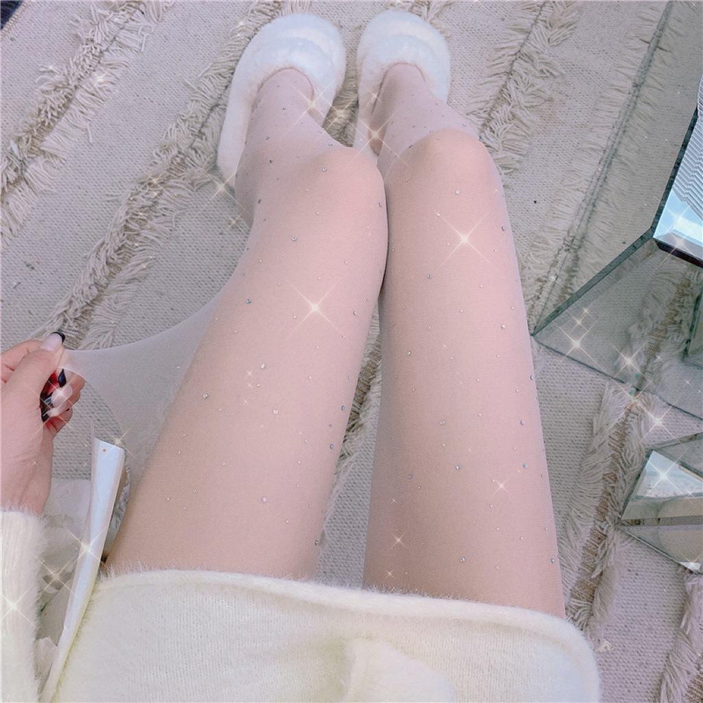 Ultra-Thin Black & White Rhinestone Net Stockings for Women - Sexy, Trendy JK Style Pantyhose for Spring & Summer
