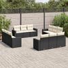 VidaXL Garden Lounge Set 12 Pcs with Cushions Black Braided Resin 3218756