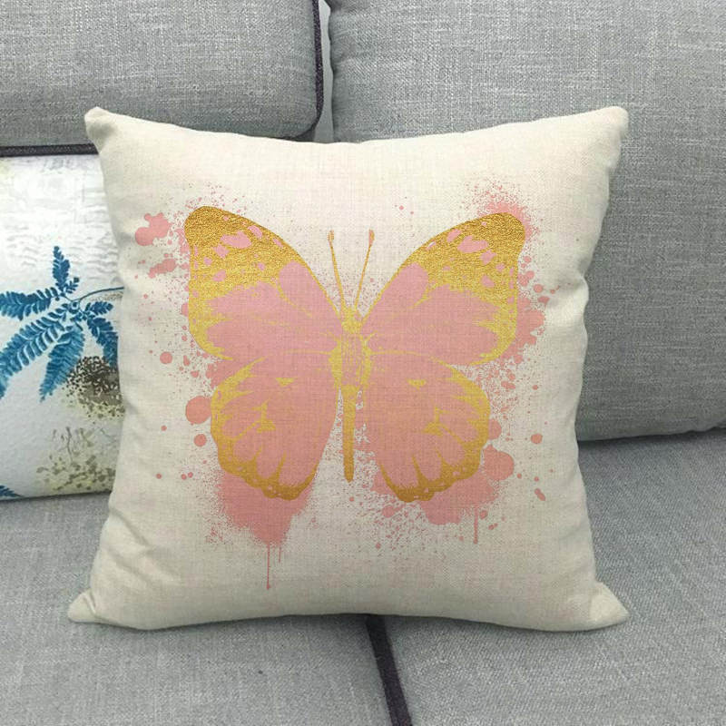 Watercolor Animal Butterfly Pattern Series Digital Printing Short Plush Pillow Covers For Sofa Office Cushion Cover Home Goods