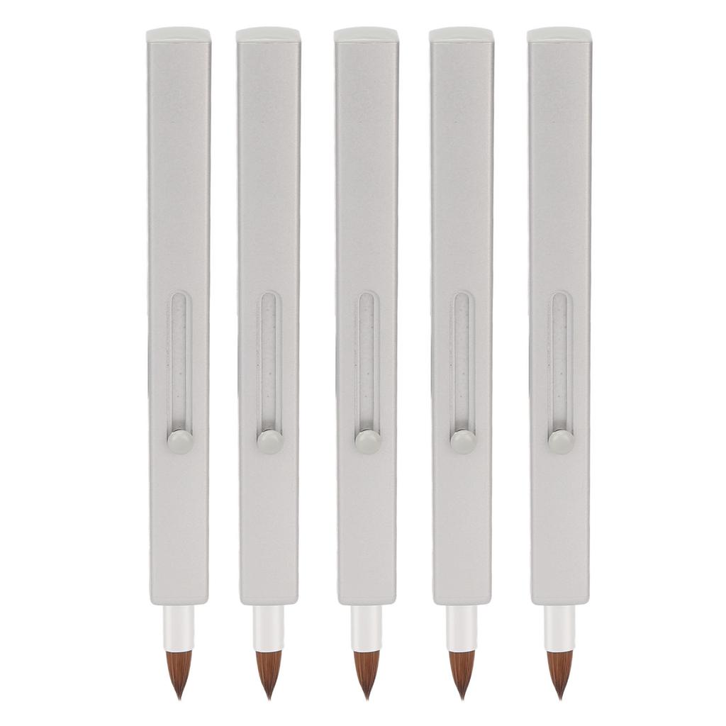 5Pcs Lip Brush Retractable Portable Multipurpose Single Ended Nylon Lip Makeup Brush Grey Shell