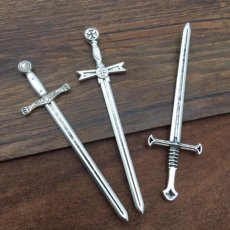 6PCS DIY Alloy Accessories Retro Tibetan Silver Sword and Sword 6 Styles Long Sword Accessories Cosplay Western Sword