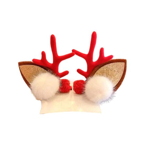 1 Pair Kids Reindeer Antler Hair Clips Soft Plush Christmas Hairpin for Baby Girl Toddler Cute Photo Prop Party Hair Accessory