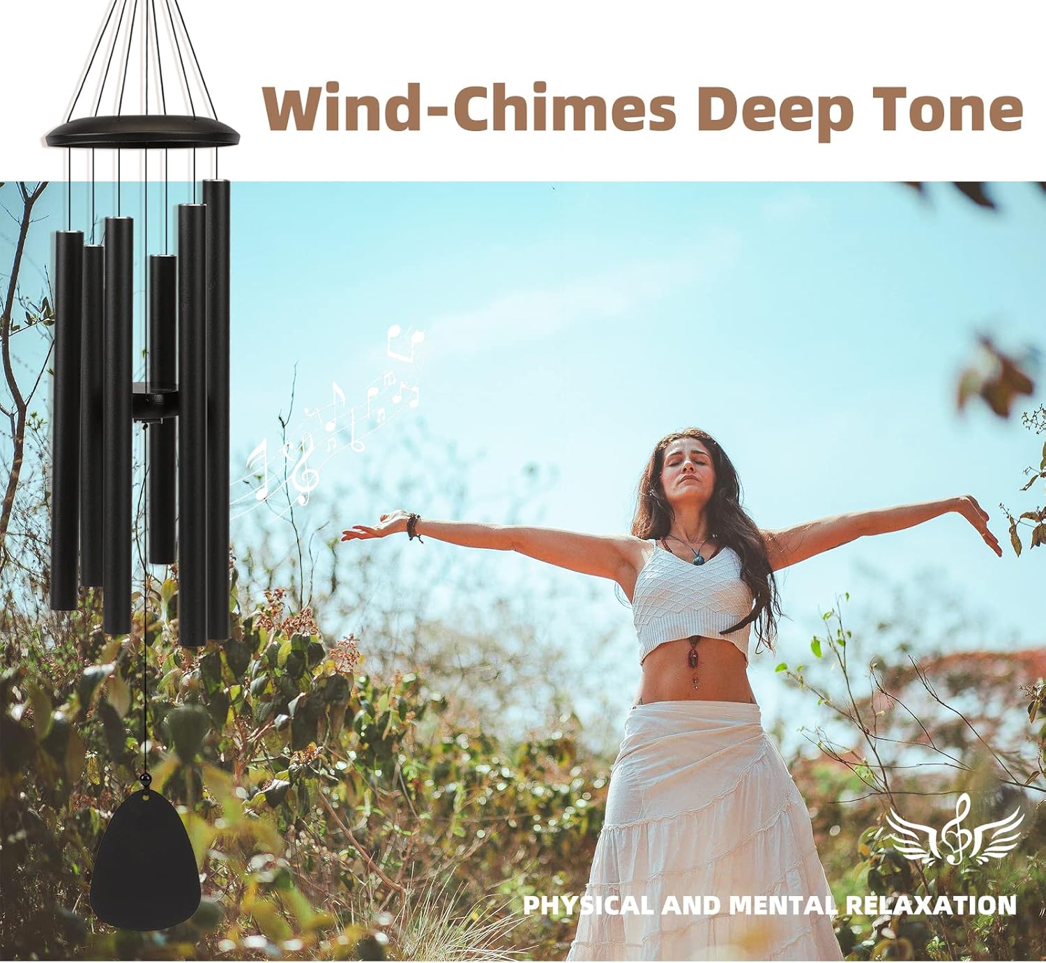 Best-Selling Outdoor Aluminium Tube Wind Chimes 32-inch Personalized Decorative Custom Weather Resistant Garden Indoor Wall Art чёрный