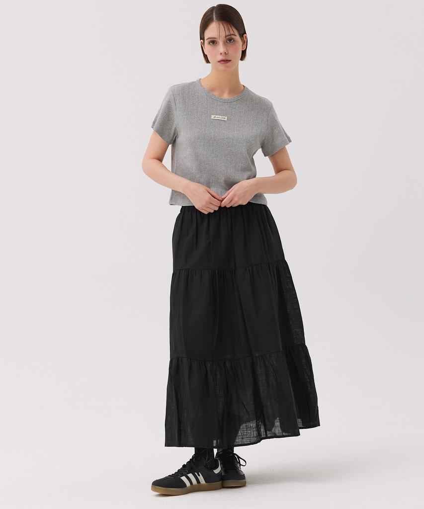 AWESOME STUDIO Cotton Tiered Long Skirt White