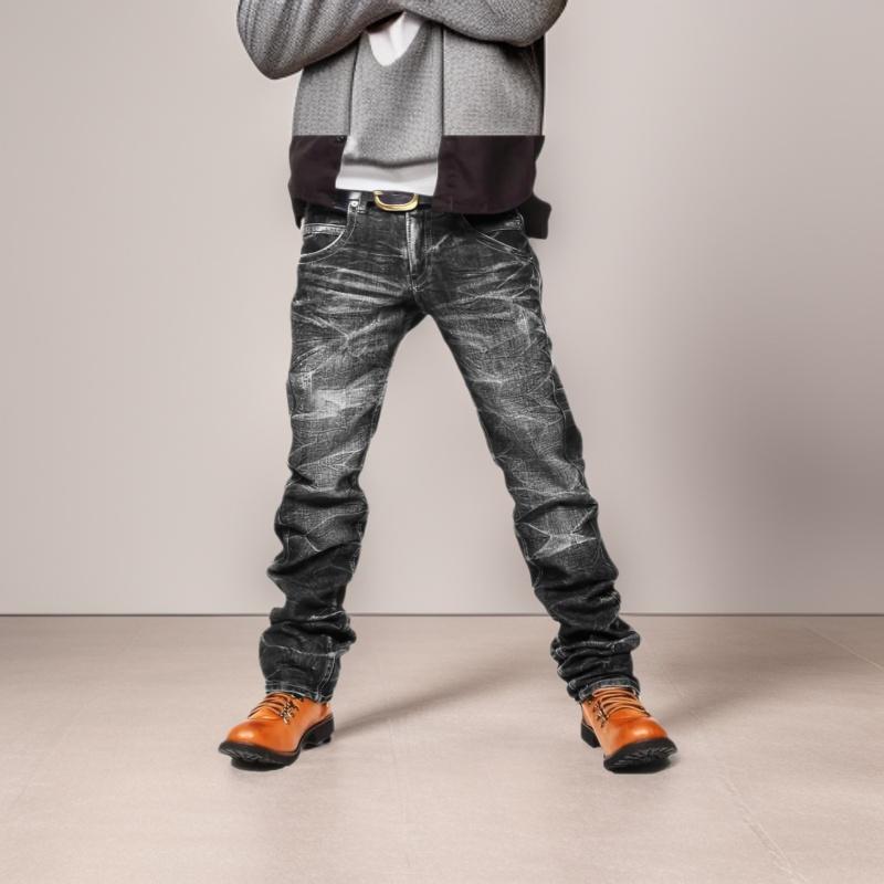 Men`s Denim Jeans - Washed Black