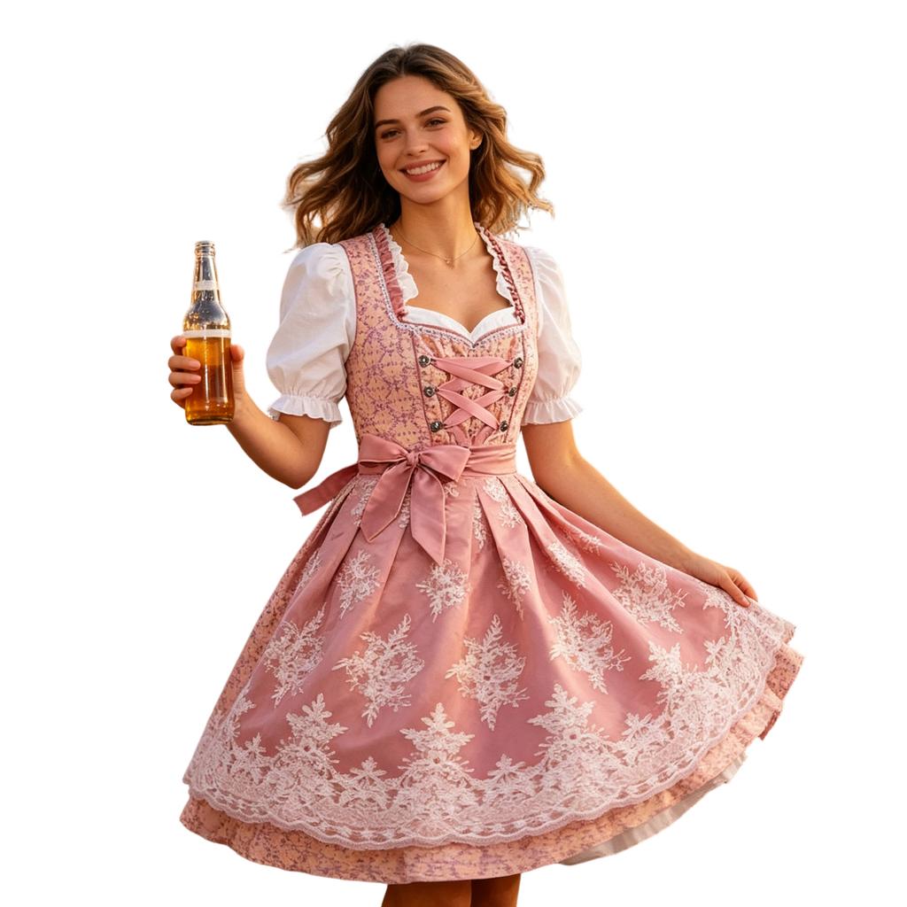 Women's Oktoberfest Dress with Lace and for Performance and Costume Parties