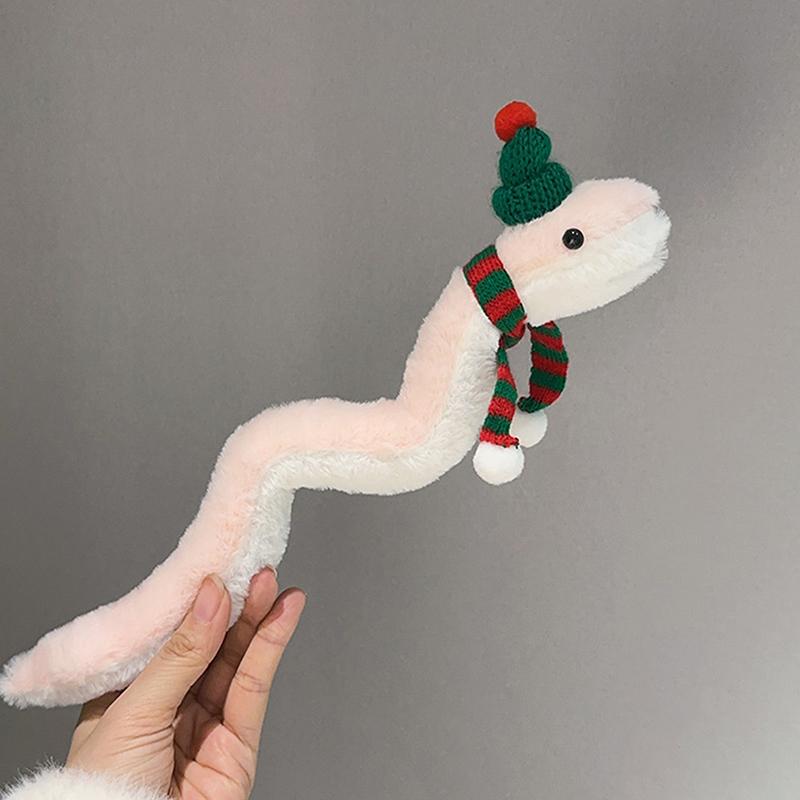 Cute Creative Snake Plush Toy Cartoon Small Pink Snake Soft Stuffed Doll Wristband Room Ornament  Year Mascot Decoration Gift