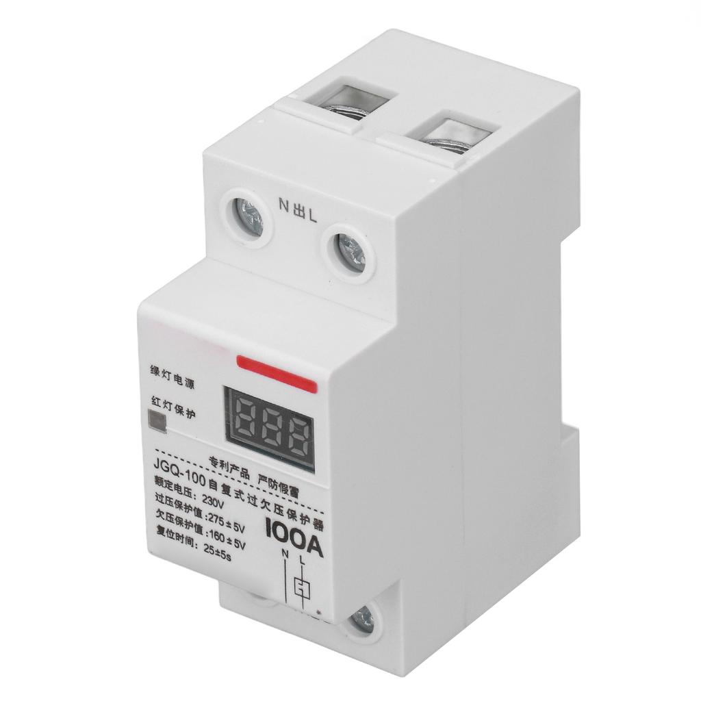 Over Under Voltage Protector 100A DIN Rail Self Resetting Voltage Protective Device with Square