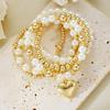6Pcs/Set Chic Heart Imitation Pearl Beads Bracelets for Women Vintage Exquisite Gold White Color Bracelets Fashion Jewelry Gifts