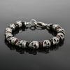 Edelstahl Totenkopf Armband mit Naturstein Perlen Herren Punk Stil Titan Armreif Outdoor Abenteuer