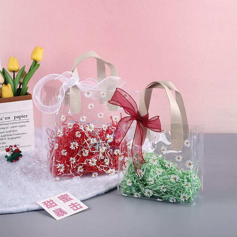 Daisy Transparent PVC Tote Bag - Elegant Gift Bag for Weddings, Birthdays, and Holidays
