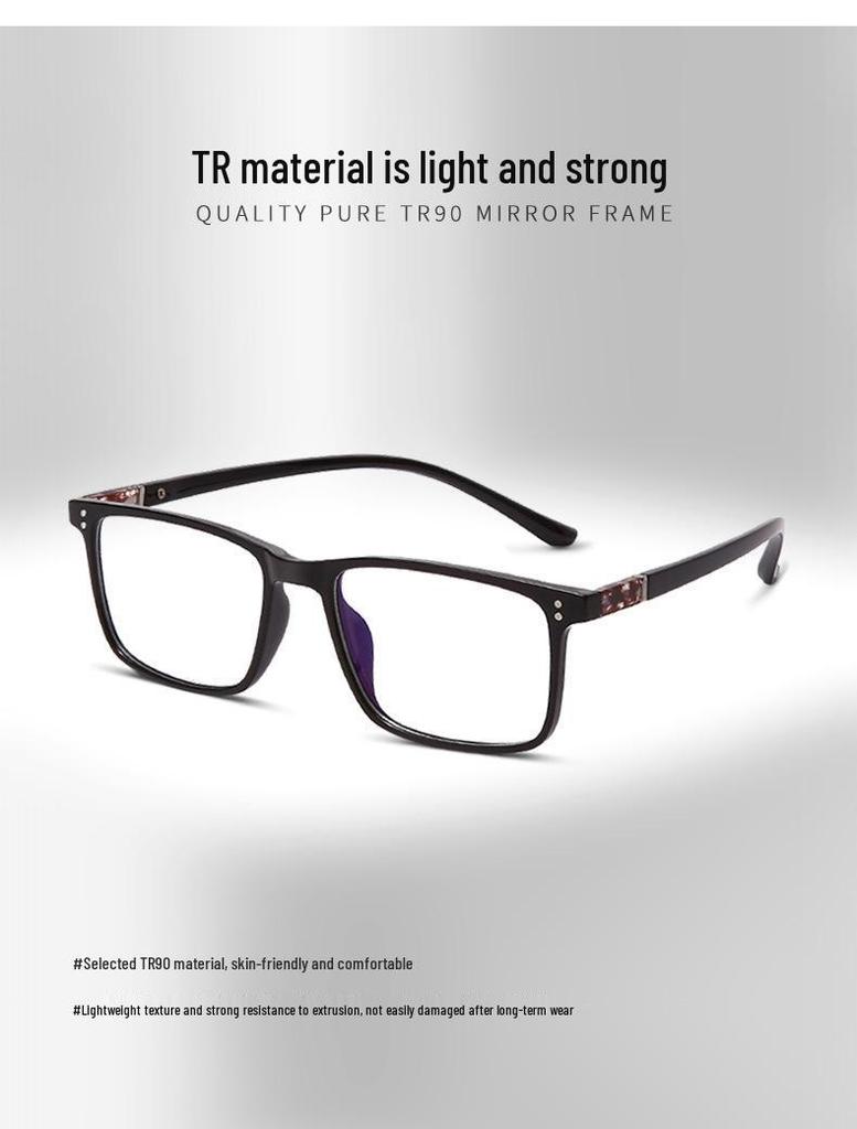 Retro Square Glasses Frame with Anti-Blue Light Lenses - Fits Myopia & Astigmatism