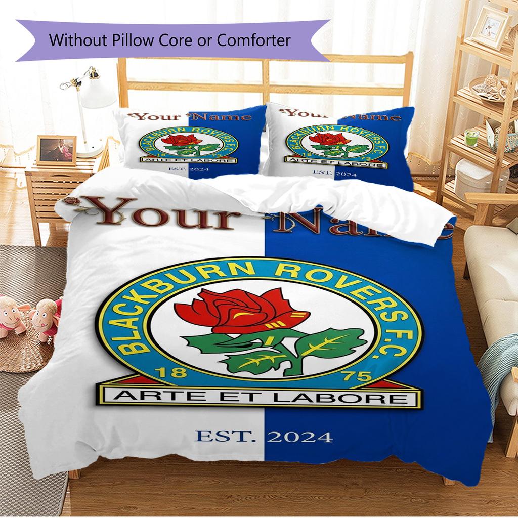 Name Custom Blackburn Rovers Pattern Bedding Set Quilt Cover Pillowcase Home Decor Gift (1 * duvet cover + 2 * pillowcase, without core)