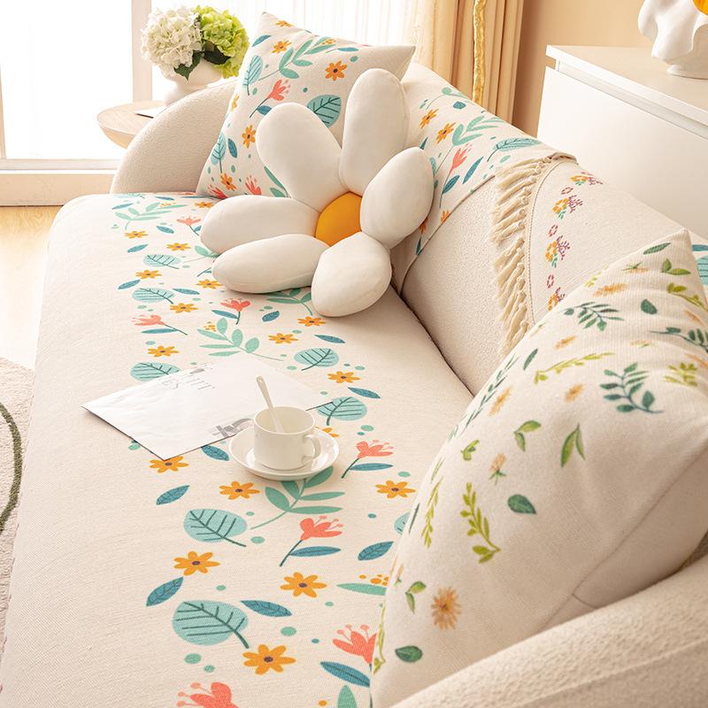 Cotton And Linen Sofa Cushion Four-Season Universal Non-Slip Seat Cushion Light Luxury Simple Sofa Cover Cloth Backrest Sofa Cover