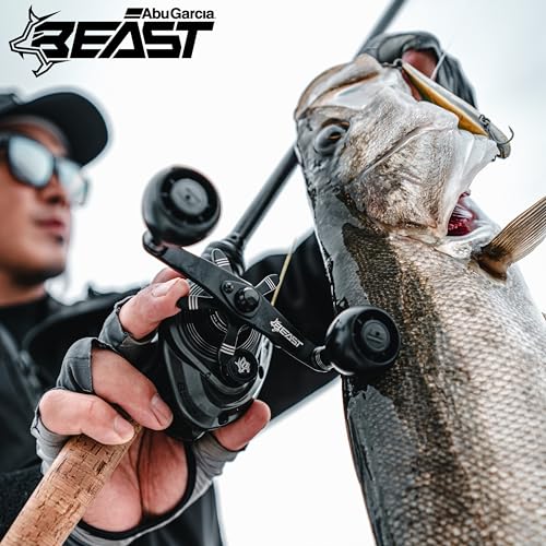 Abu Garcia Beast LP Beast 300 Left-Handed Baitcasting Reel, Low Profile, for Bass, Saltwater, and Monster Fish, Big Game
