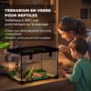Reptile Terrarium, Transparent Habitat, Sliding Metal Mesh Lid, 30 x 30 x 20 cm, Black