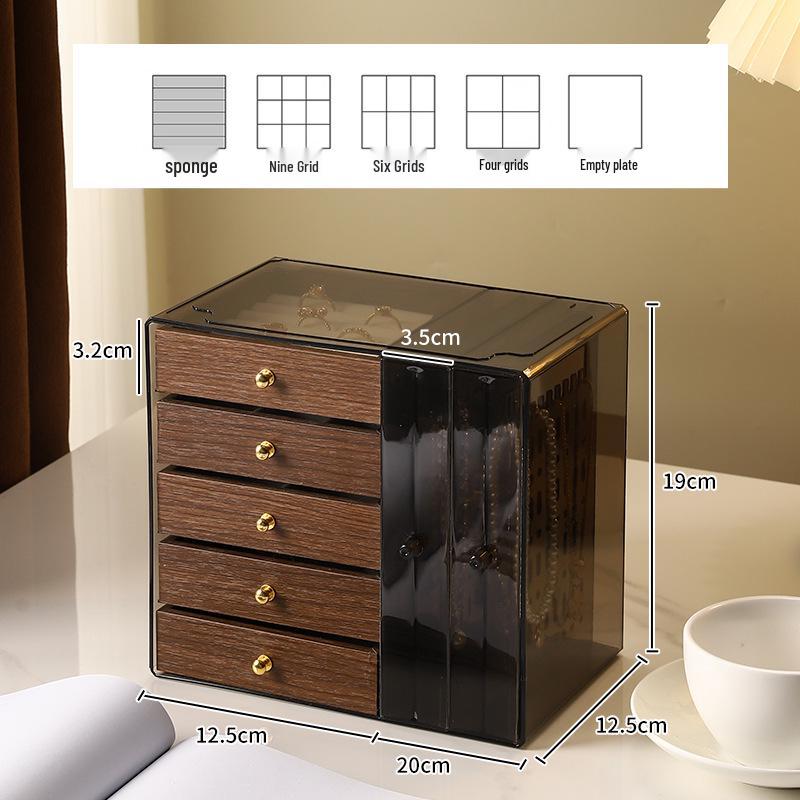 קופסת תכשיטים מעץ אגוז משובח עם הגנה מפני חמצון לטבעות, צמידים, שרשראות ועגילים