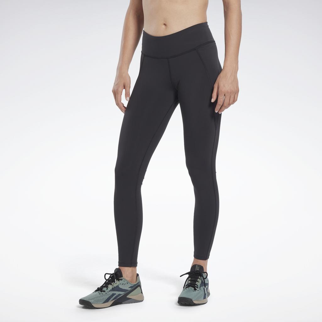 Reebok Lux Graphic Solid Color High-Waisted Sports Leggings Women Leggings Black HN6035